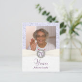 70e verjaardag uitnodiging - Lavendel Damask Sampl (Staand voorkant)