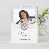 70e verjaardag Uitnodiging Lavender Damask (Staand voorkant)
