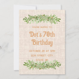 70e verjaardag uitnodiging – linnen groen zeventig
