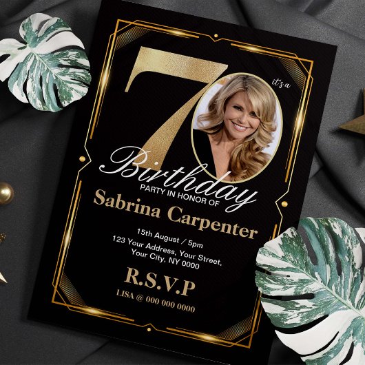 70e verjaardag uitnodiging met foto