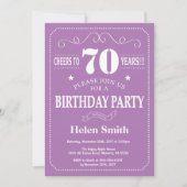 70e verjaardag uitnodiging Paars en wit (Voorkant)