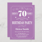 70e verjaardag uitnodiging Paars en wit (Voorkant / Achterkant)