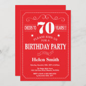 70e verjaardag Uitnodiging rood en wit (Voorkant / Achterkant)
