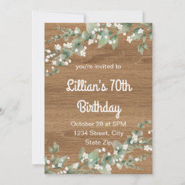 70e verjaardag uitnodiging – rustiek groen