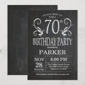 70e verjaardag uitnodiging schoolbord Bloemen (Voorkant / Achterkant)