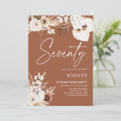 70e Verjaardag Uitnodiging Terracotta Boho Pampas (Staand voorkant)