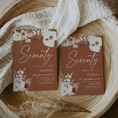 70e Verjaardag Uitnodiging Terracotta Boho Pampas