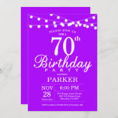 70e verjaardag Uitnodiging tot Paars Lavender (Voorkant / Achterkant)