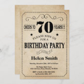 70e verjaardag Uitnodiging Uitnodiging Rustic  Ret (Voorkant / Achterkant)