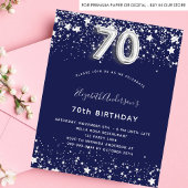 70e verjaardag - uitnodiging voor blauwe zilver - flyer