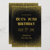 70e verjaardag uitnodiging – Zeventig in goud (Voorkant / Achterkant)