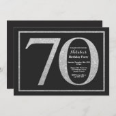 70e verjaardag uitnodiging Zilveren glitter school (Voorkant / Achterkant)