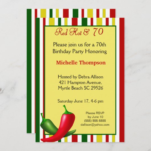 70e verjaardag Uitnodigingen (Voorkant / Achterkant)