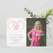 70e verjaardag uitnodigingen Boho Floral Foto (Staand voorkant)