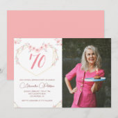 70e verjaardag uitnodigingen Boho Floral Foto (Voorkant / Achterkant)
