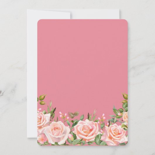 70e verjaardag Uitnodigingen Roze Floral Moderne P (Achterkant)