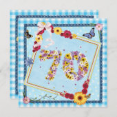 70e verjaardag Uitnodigingsbloemen, vlinders Kaart (Voorkant / Achterkant)