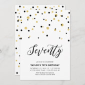 70e verjaardag van Black & Gold Simple 70 Kaart (Voorkant / Achterkant)