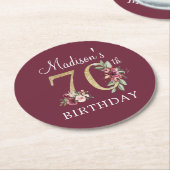 70e verjaardag van Bourgogne Gold Persoonlijk Ronde Kartonnen Onderzetter (Gebogen)