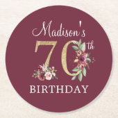 70e verjaardag van Bourgogne Gold Persoonlijk Ronde Kartonnen Onderzetter (Voorkant)