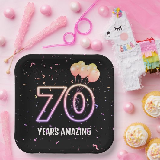 70e verjaardag van de ballonnen en Confetti Papieren Bordje (Feest)