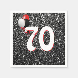 70e verjaardag van de ballonnen op Black Glitter N Servet