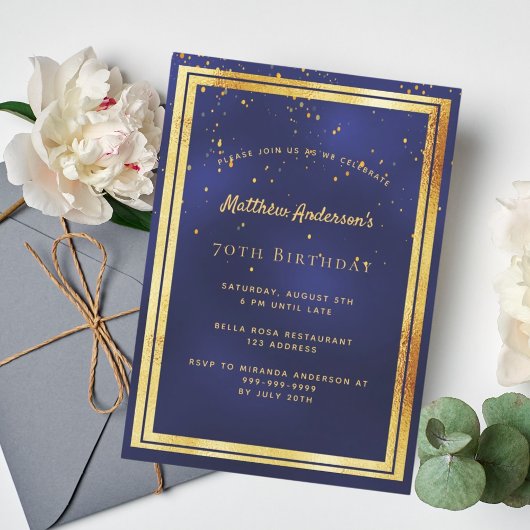 70e verjaardag van de blauwe goudbekentenis kaart