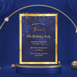 70e verjaardag van de blauwe gouden confetti - uit briefkaart