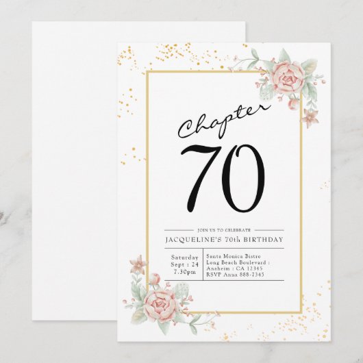 70e verjaardag van de bloeiende bloem kaart (Voorkant / Achterkant)