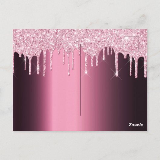 70e verjaardag van de bogundy paarse glitter - uit briefkaart (Achterkant)