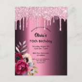 70e verjaardag van de bogundy paarse glitter - uit briefkaart (Voorkant)