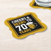70e verjaardag van de Cheers & Beers tot 70 jaar F Kartonnen Onderzetters (Gekanteld)