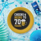 70e verjaardag van de Cheers & Beers tot 70 jaar F Papieren Bordje (Feest)