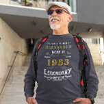 70e verjaardag van de Dark Blue Gold Legendary 195 T-shirt<br><div class="desc">70th Birthday voeg jouw naam T-shirt toe. Geef de naam en het jaar met de verstrekte sjabloon uit. Een prachtig aangepast donker marinesblauw T-shirt voor zijn verjaardag. Meer geschenken en partijmateriaal beschikbaar met het "Legendary"ontwerp in de opslag.</div>