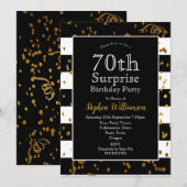 70e verjaardag van de feestdag in Black en Gold Kaart (Voorkant / Achterkant)