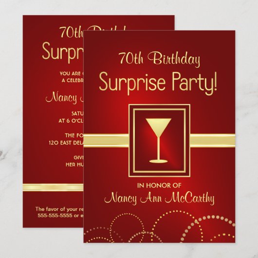 70e verjaardag van de feestdag in Champagne Kaart (Voorkant / Achterkant)