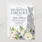 70e verjaardag van de Floral van Navy White Kaart (Voorkant)