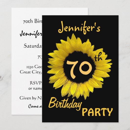 70e verjaardag van de Gele Zonnebloem Kaart (Voorkant / Achterkant)