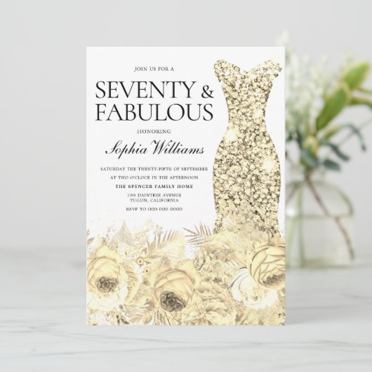 70e verjaardag van de gouddddress Floral en de 70e Kaart (Staand voorkant)