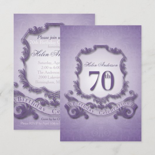 70e verjaardag van de  Lijst van de feestdag -2- Kaart (Voorkant / Achterkant)