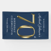 70e verjaardag van de marine Blue Gold Elegant Wel Spandoek (Horizontaal)