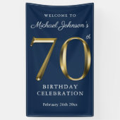 70e verjaardag van de marine Blue Gold Elegant Wel Spandoek (Verticaal)