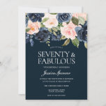 70e verjaardag van de marine & Blush Flowers Kaart<br><div class="desc">Navy & Blush Flowers 70th Birthday Party Invitation Beauful Modern Flowers,  perfect voor alle seizoenen. Lente,  zomer,  herfst herfst of winter Zie passend collectie in Niche en Nest Store We hebben ook genoeg andere uitnodigingen en collecties.</div>