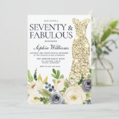 70e verjaardag van de marine & White Floral Gold D Kaart (Staand voorkant)