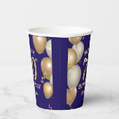70e verjaardag van de marineblauw en goudballonnen papieren bekers (Rechts)