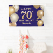 70e verjaardag van de marineblauw en goudballonnen spandoek (Insitu)