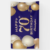 70e verjaardag van de marineblauw en goudballonnen spandoek (Verticaal)