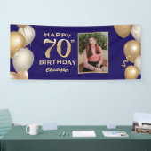 70e verjaardag van de marineblauw en goudballonnen spandoek (Beurs)