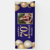 70e verjaardag van de marineblauw en goudballonnen spandoek (Verticaal)