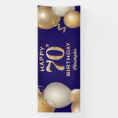 70e verjaardag van de marineblauw en goudballonnen spandoek (Verticaal)